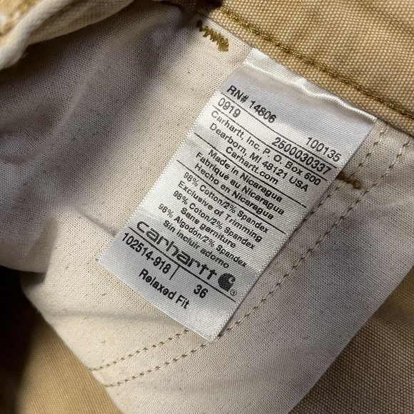 Carhartt Brown Work Short Mens 36 102514-918 Distressed - Picture 7 of 14